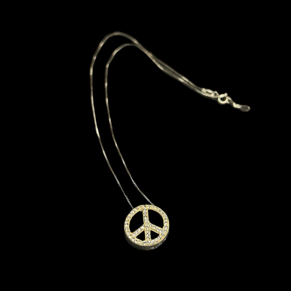 Silver Peace Symbol Pendant Necklace